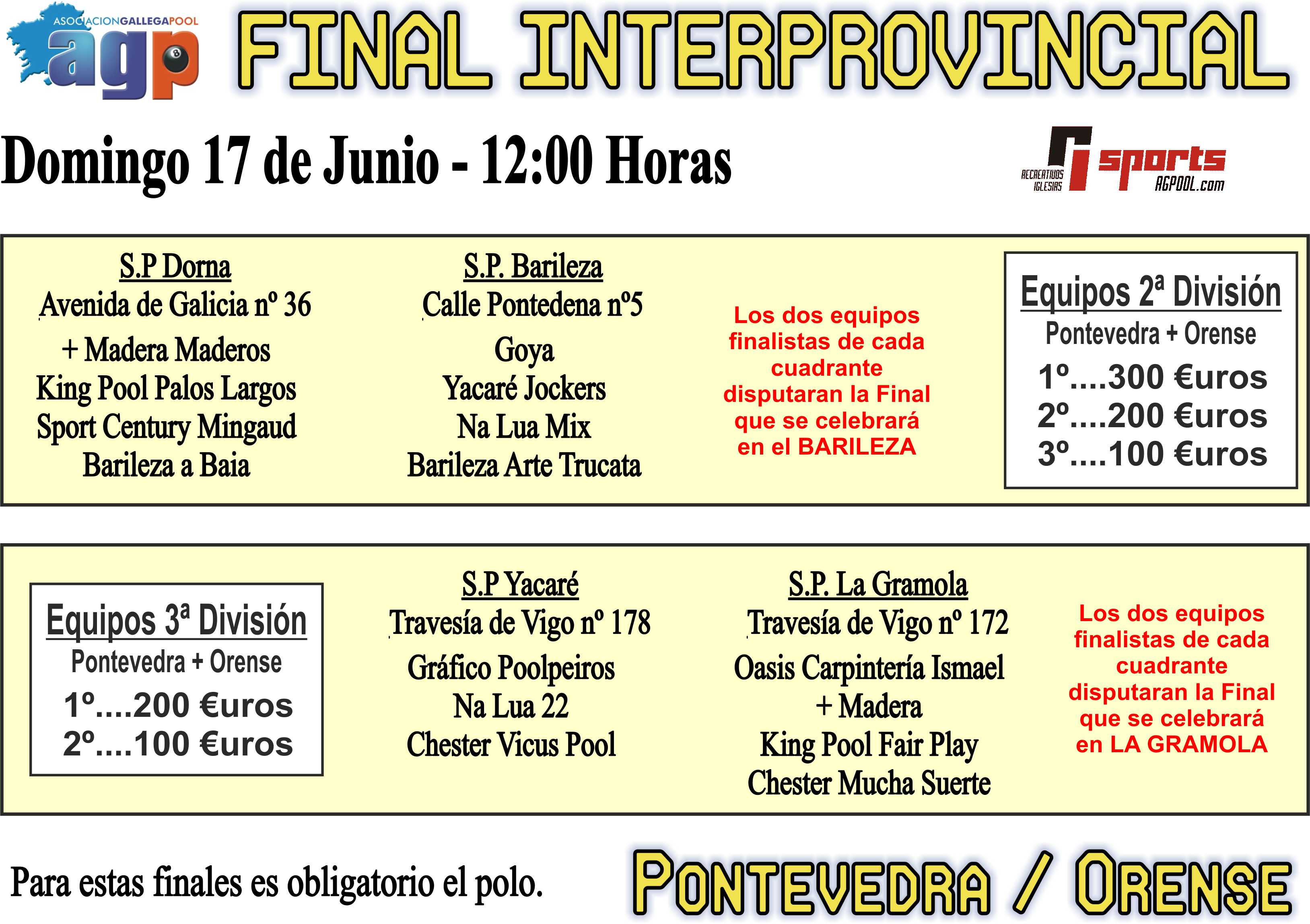 Sorteo Final Interprovincial de Equipos Pontevedra / Orense