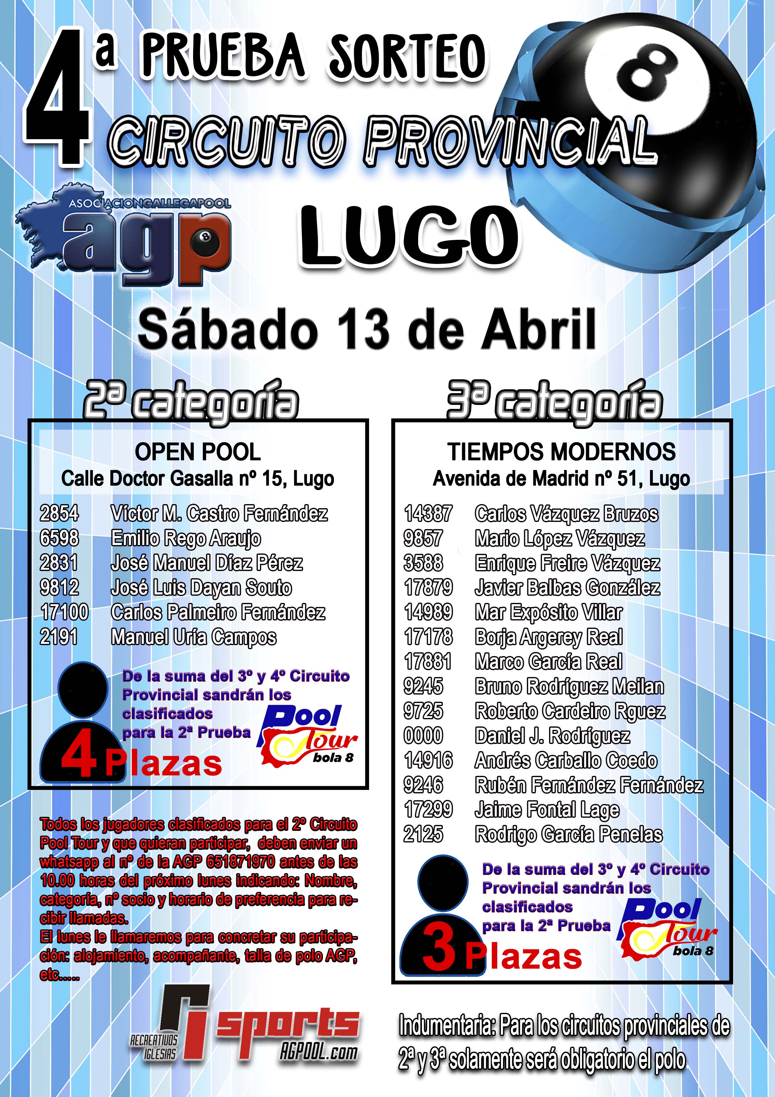 Sorteo 4 Circuito Provincial - Lugo