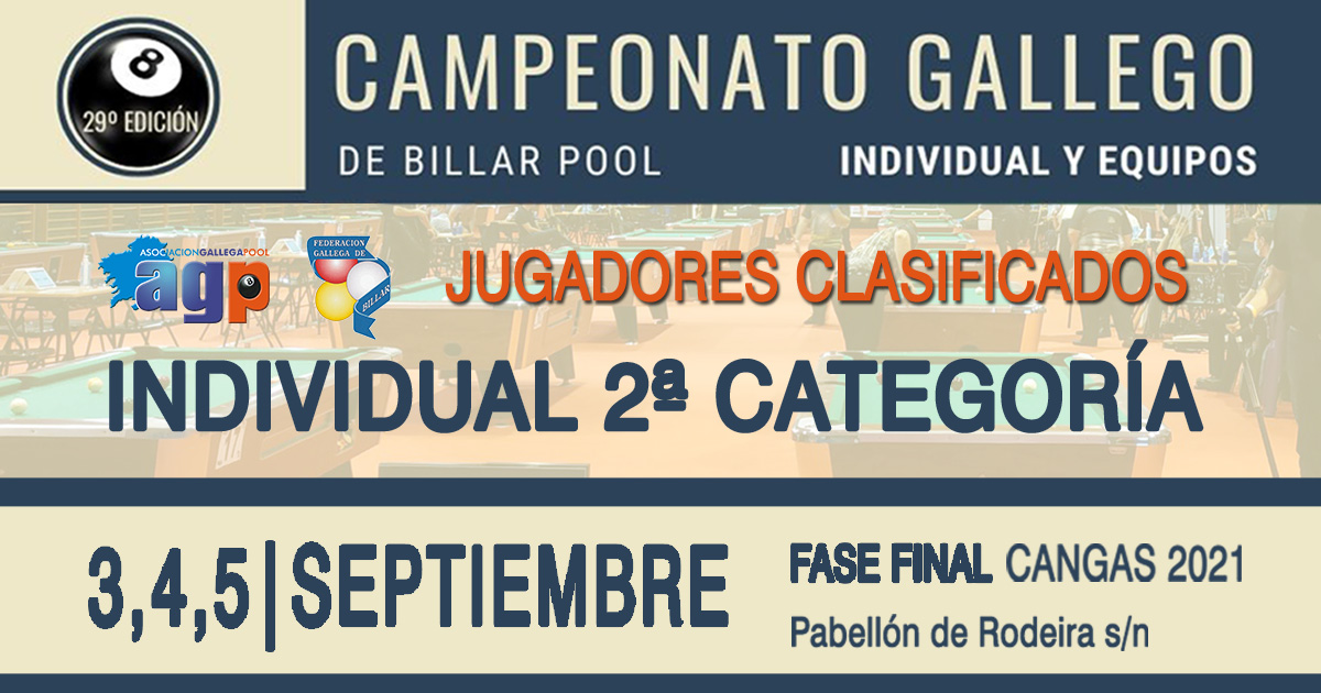 CLASIFICADOS FASE FINAL CAMPEONATO GALLEGO INDIVIDUAL 2 CATEGORA